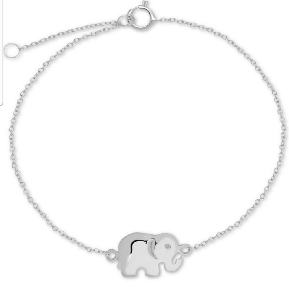 Sterling Silver 925 Elephant Link Anklet Bracelet 9.5 Inch New